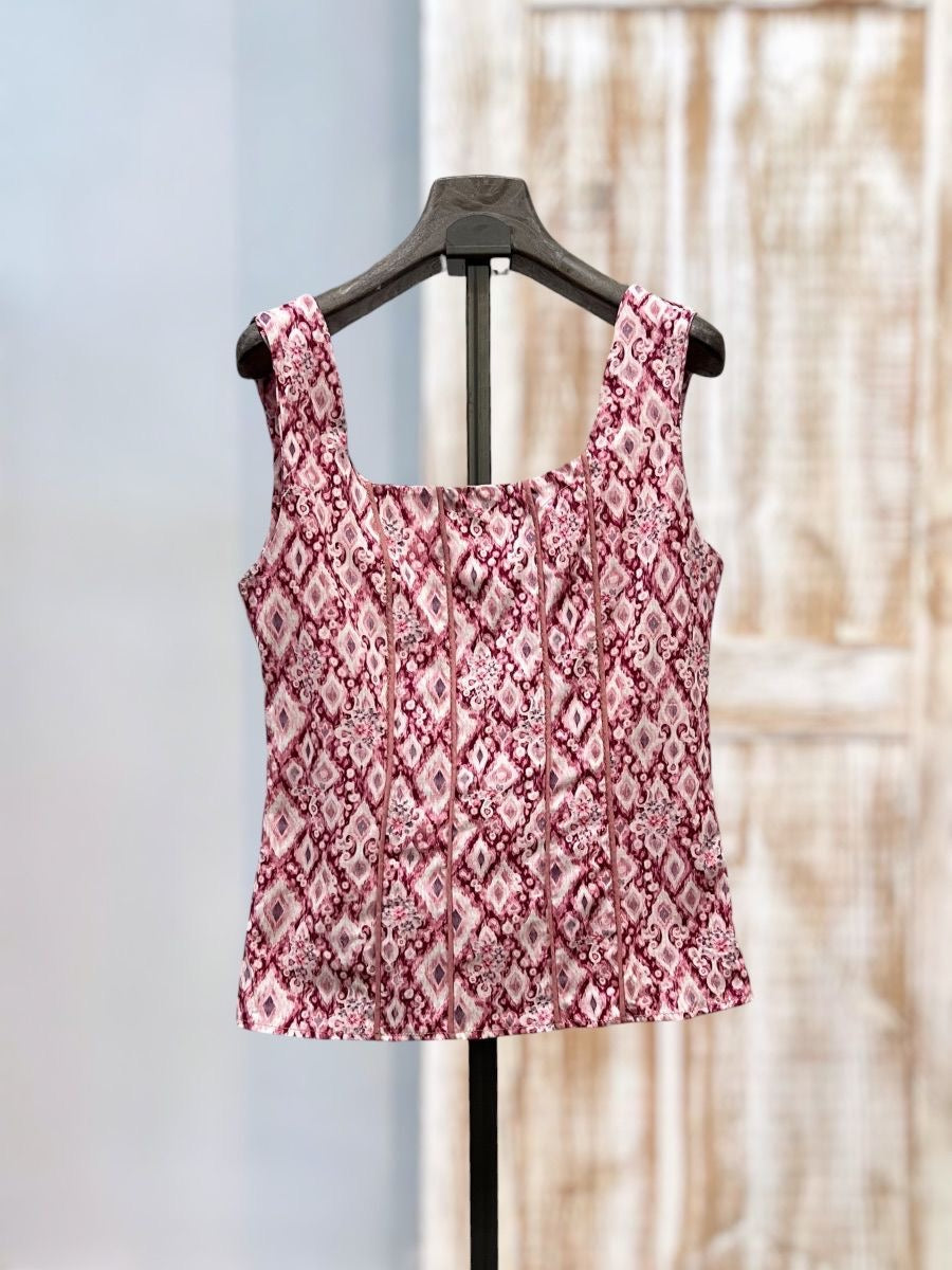 Top estampado com decote quadrado